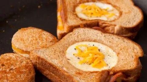 Eggs in a Basket on Ham